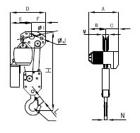臺(tái)灣川崎 環(huán)鏈電動(dòng)葫蘆7.5T結(jié)構(gòu)圖