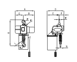 臺灣川崎 環(huán)鏈電動葫蘆0.5t結構圖