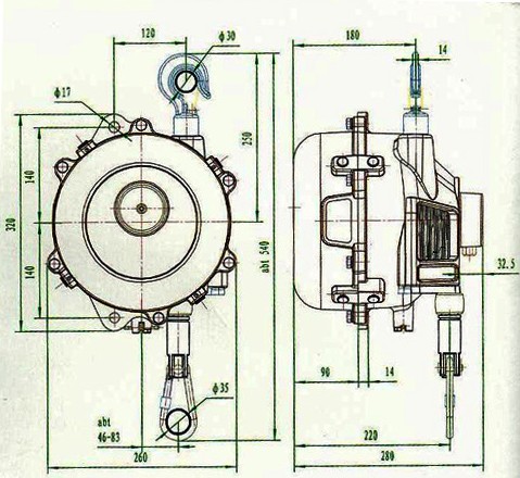 常州恒發(fā) HWⅡ-145系列彈簧平衡器結(jié)構(gòu)圖